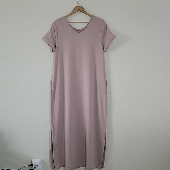 J. Jill PureJill Affinity V-back Tshirt Maxi Dress Mauve Pink Size Medium M - Picture 8 of 8